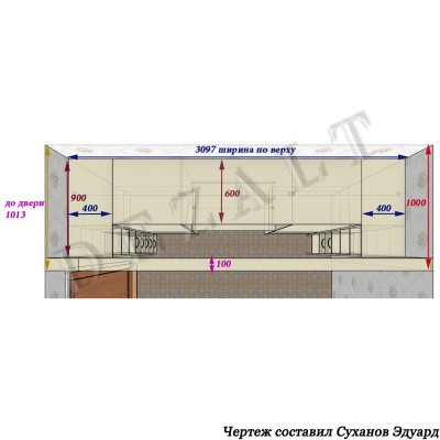 Чертеж мини гардеробной 