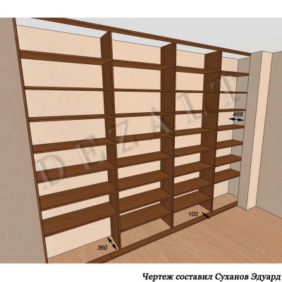 Чертеж шкафа-купе для книг
