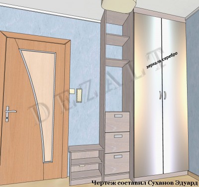 Шкафы встроенные с распашными дверьми 