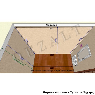 Чертеж корпусного шкафа купе 