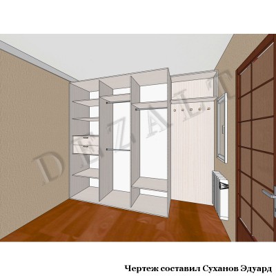 Чертеж корпусного шкафа купе 