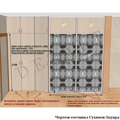 Комбинированный шкаф купе 