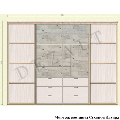 Чертеж шкафа-купе в "сталинку"
