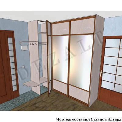 Чертеж углового шкафа-купе