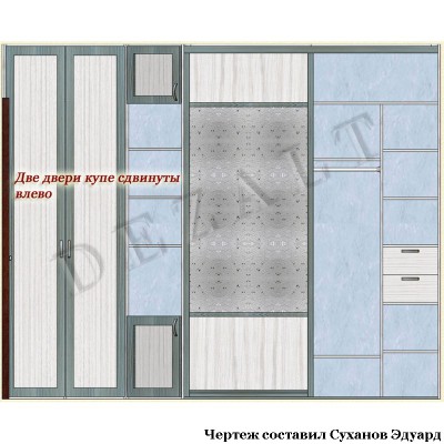 Чертеж встроенного шкафа-купе с подсветкой