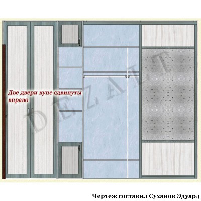 Чертеж встроенного шкафа-купе с подсветкой