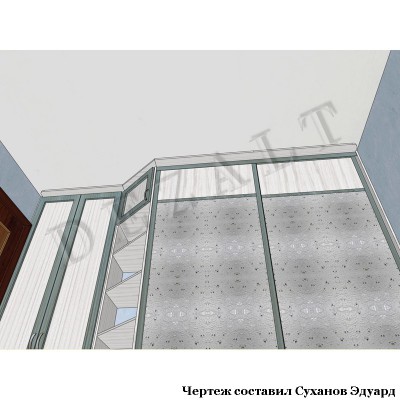Чертеж встроенного шкафа-купе с подсветкой