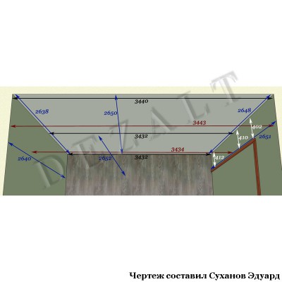 Чертеж встроенного шкафа-купе комбинированного 