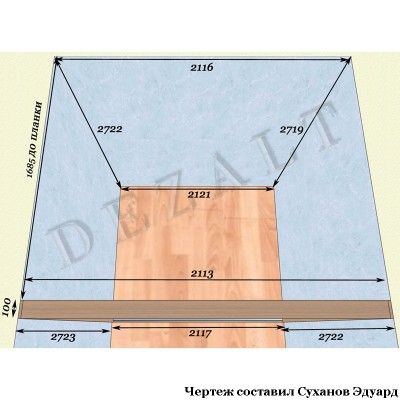 Чертеж гардеробной с тремя дверьми купе 