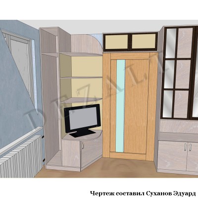 Чертежи мебельной стенки с фальшивыми антресолями 