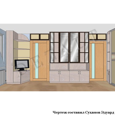 Чертежи мебельной стенки с фальшивыми антресолями 