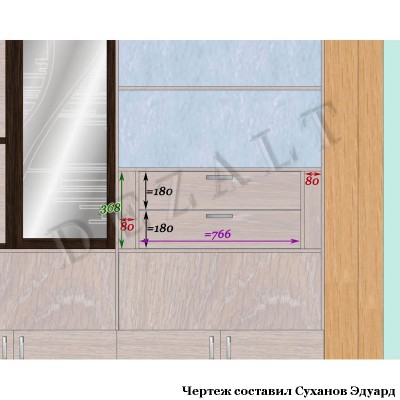 Чертежи мебельной стенки с фальшивыми антресолями 