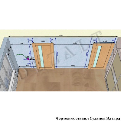 Чертежи мебельной стенки с фальшивыми антресолями 