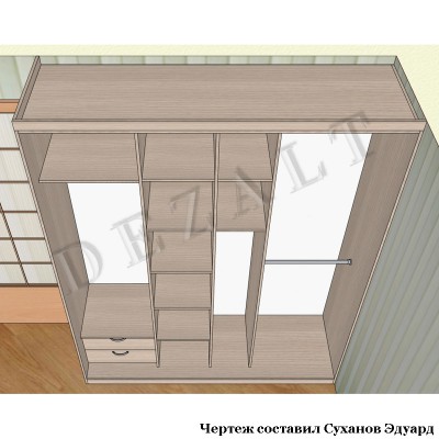 Чертеж каркасного шкафа-купе 