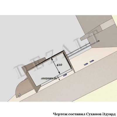 Чертеж встроенного шкафа-купе 
