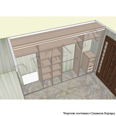 Схема шкафа-купе встроенного, 4 двери 