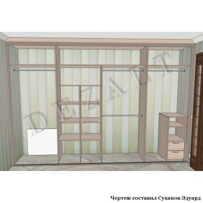 Схема шкафа-купе встроенного, 4 двери 