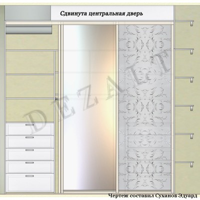 Чертеж встроенного шкафа купе 