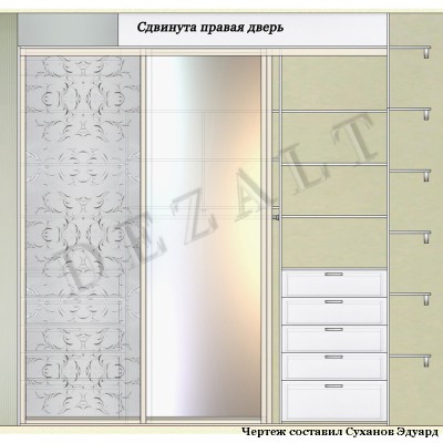 Чертеж встроенного шкафа купе 