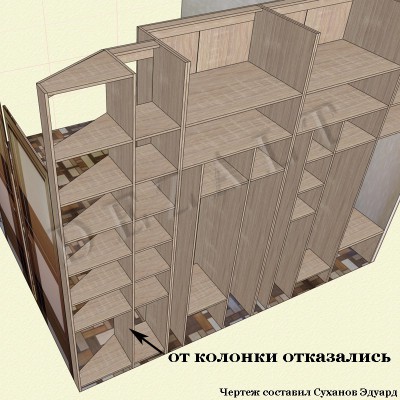 Распашные встроенные шкафы - чертежи 