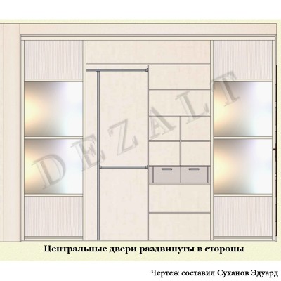 Чертеж встроенного шкафа-купе в прихожую