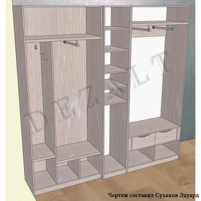Чертежи каркасных шкафов в прихожую 