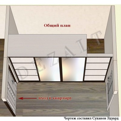Чертеж шкафа который делит комнату