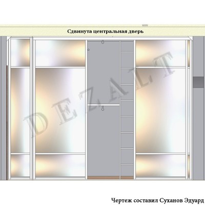 Встроенный шкаф-купе с распашной секцией 