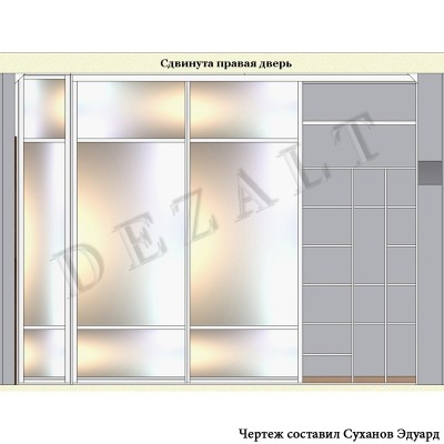 Встроенный шкаф-купе с распашной секцией 