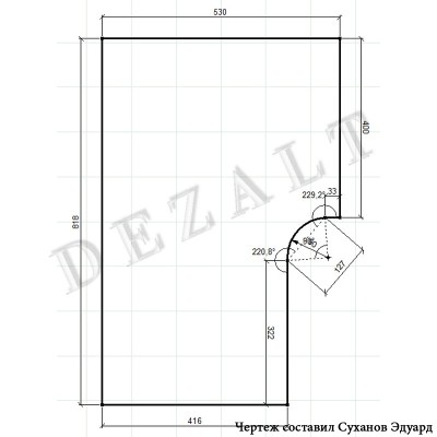 Чертеж каркасного углового шкафа