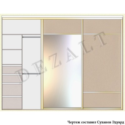Встроенный шкаф-купе три двери, чертеж