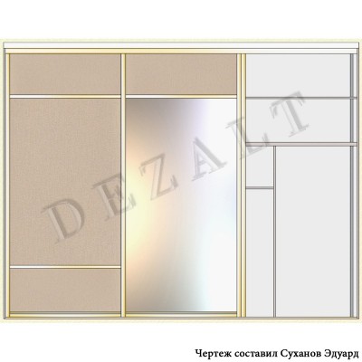 Встроенный шкаф-купе три двери, чертеж