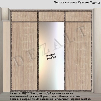 Встроенный шкаф-купе три двери