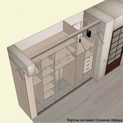 Встроенный шкаф-купе три двери