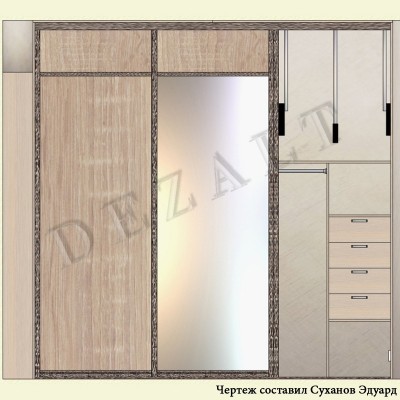 Встроенный шкаф-купе три двери