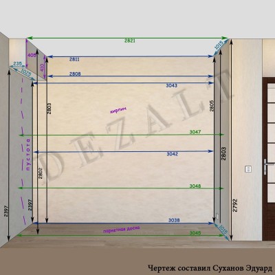 Встроенный шкаф-купе три двери