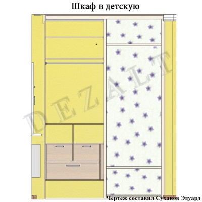 Шкаф-купе встроенный, чертежи