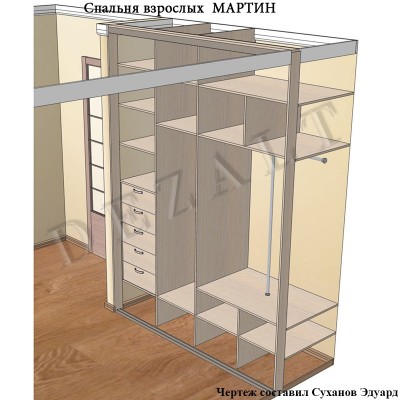 Схемы встроенного шкафа-купе 2 двери