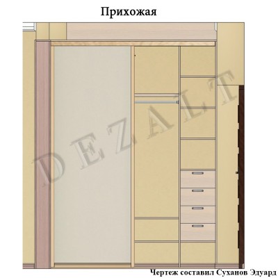 Чертеж шкафа-купе в прихожую 