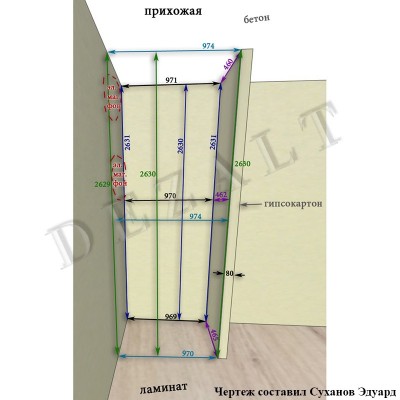 Двухстворчатый шкаф встроенный
