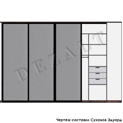 Схема шкафа-купе в прихожую 4 двери
