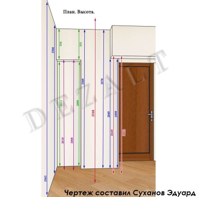 Чертеж маленького шкафа-купе