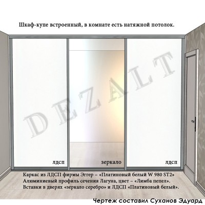Схема трехстворчатого шкафа-купе