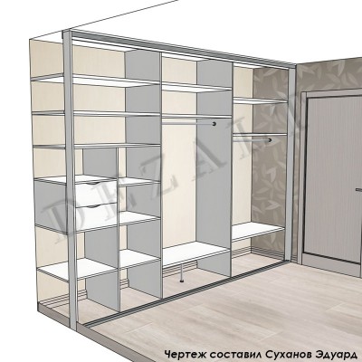 Схема трехстворчатого шкафа-купе
