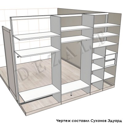 Схема трехстворчатого шкафа-купе