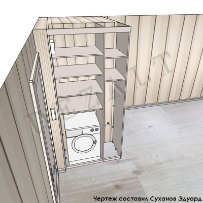 Чертеж распашного шкафа со стиральной машиной