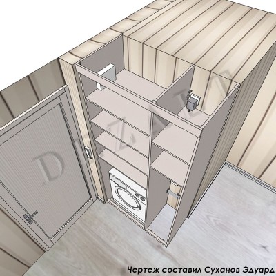 Чертеж распашного шкафа со стиральной машиной