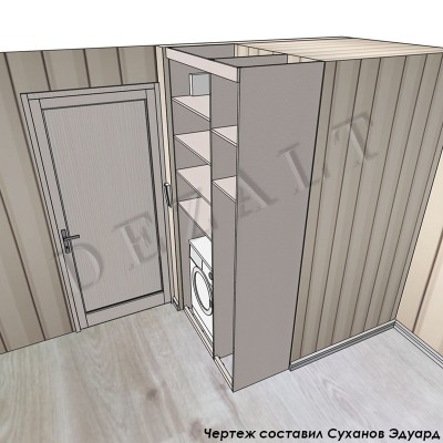 Чертеж распашного шкафа со стиральной машиной
