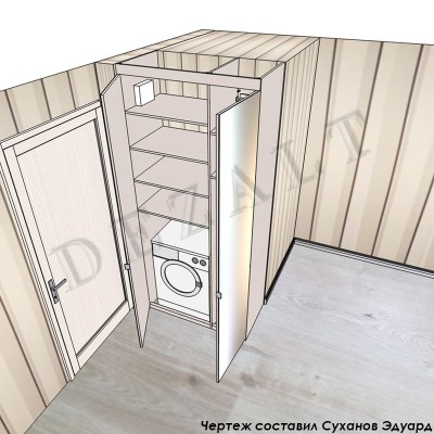 Чертеж распашного шкафа со стиральной машиной