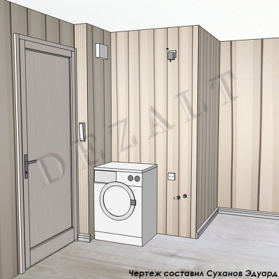 Чертеж распашного шкафа со стиральной машиной